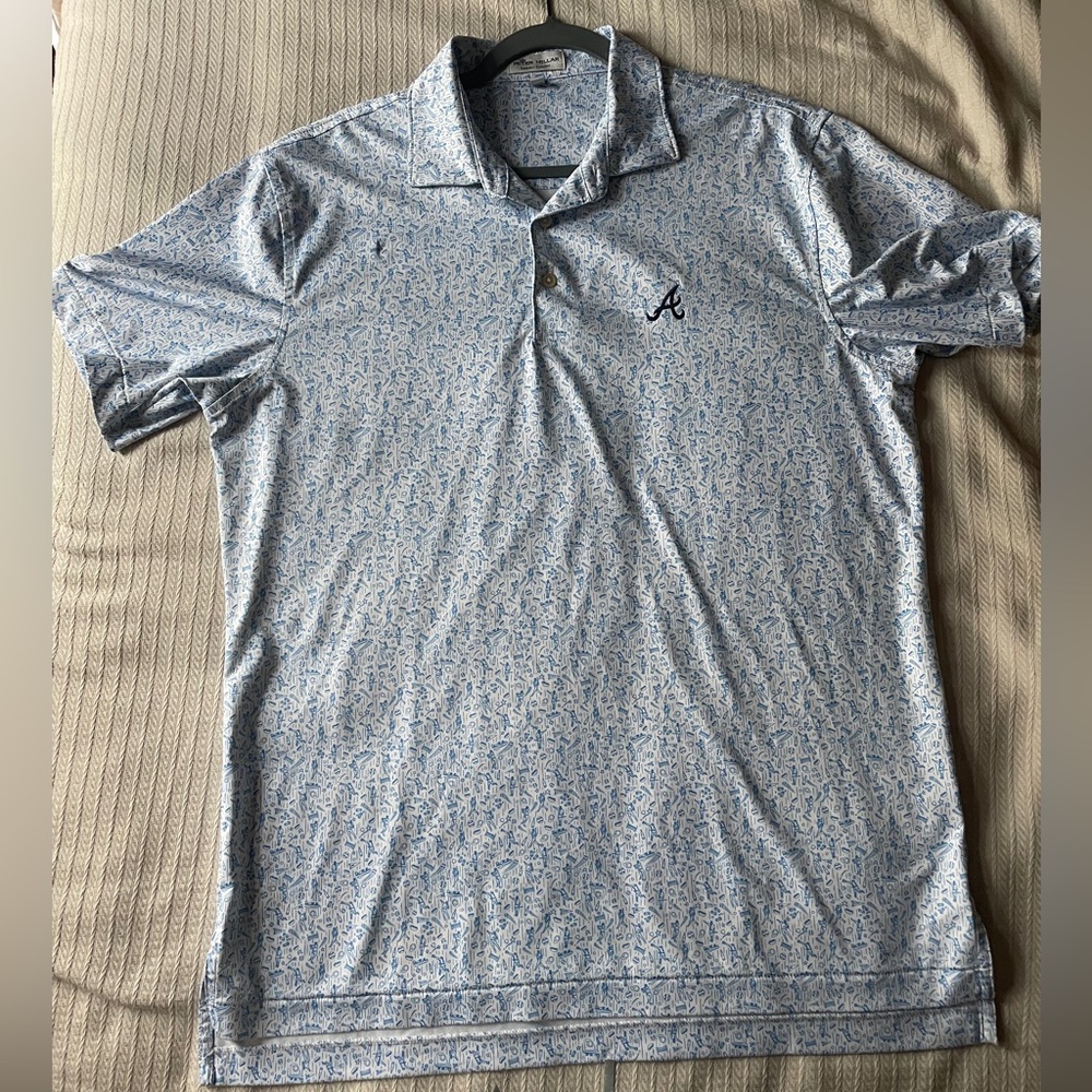 Men's Blue Patterned/Atlanta Braves Polo Shirt